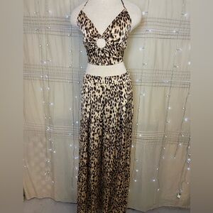 Fashion Nova leopard pant set NWT